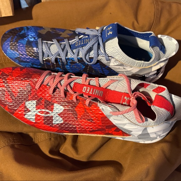 Under Armour Other - Under Armour Men’s  Red and Blue football cleats